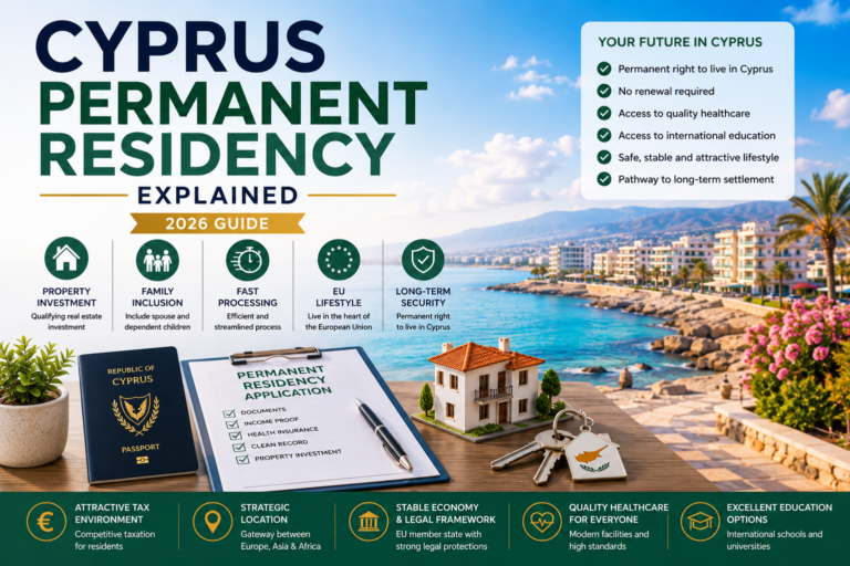Cyprus Permanent Residency guide 2026 showing residency requirements property investment and application process